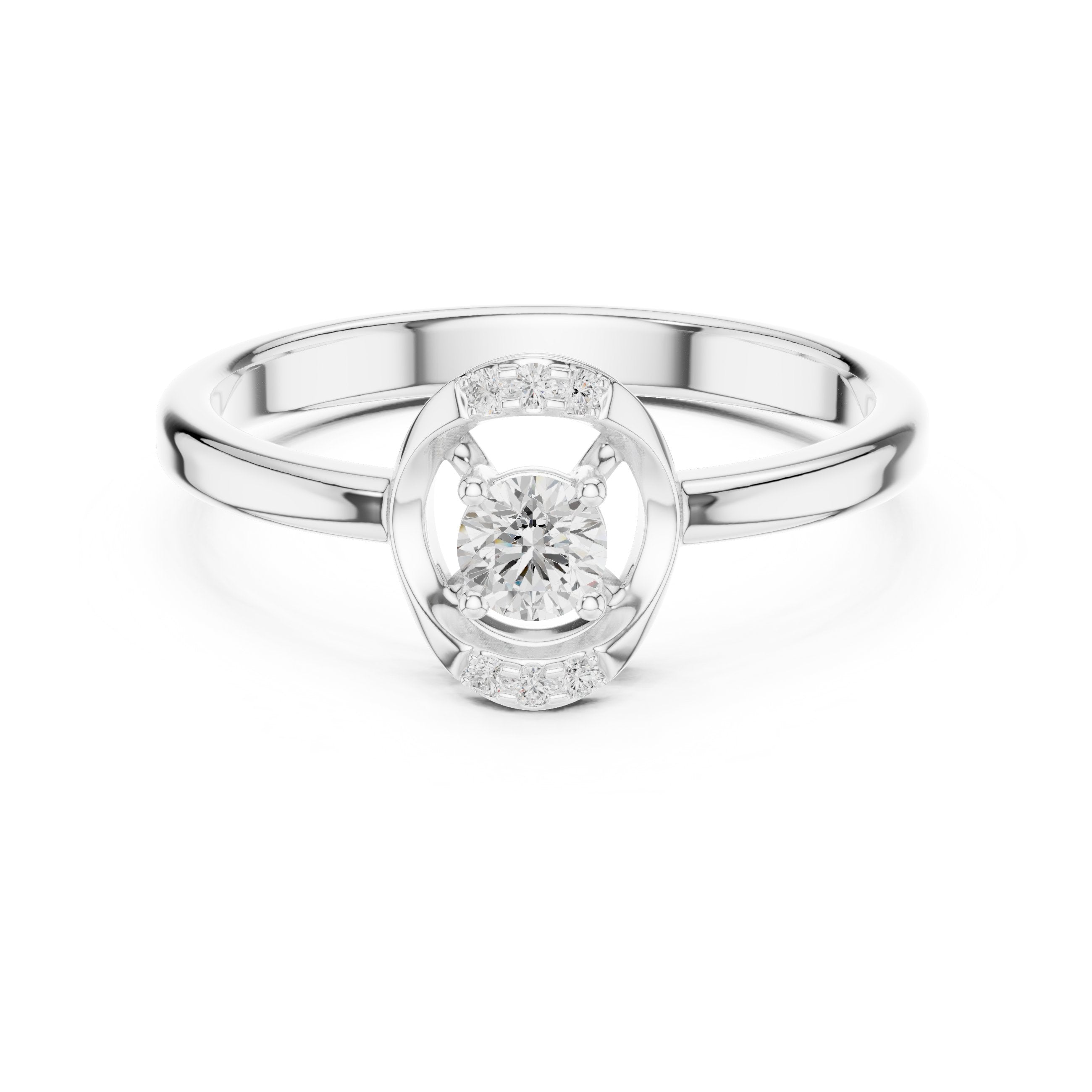 Opal Channel Set Diamond Engagement Ring in White Gold - VYKA Diamonds