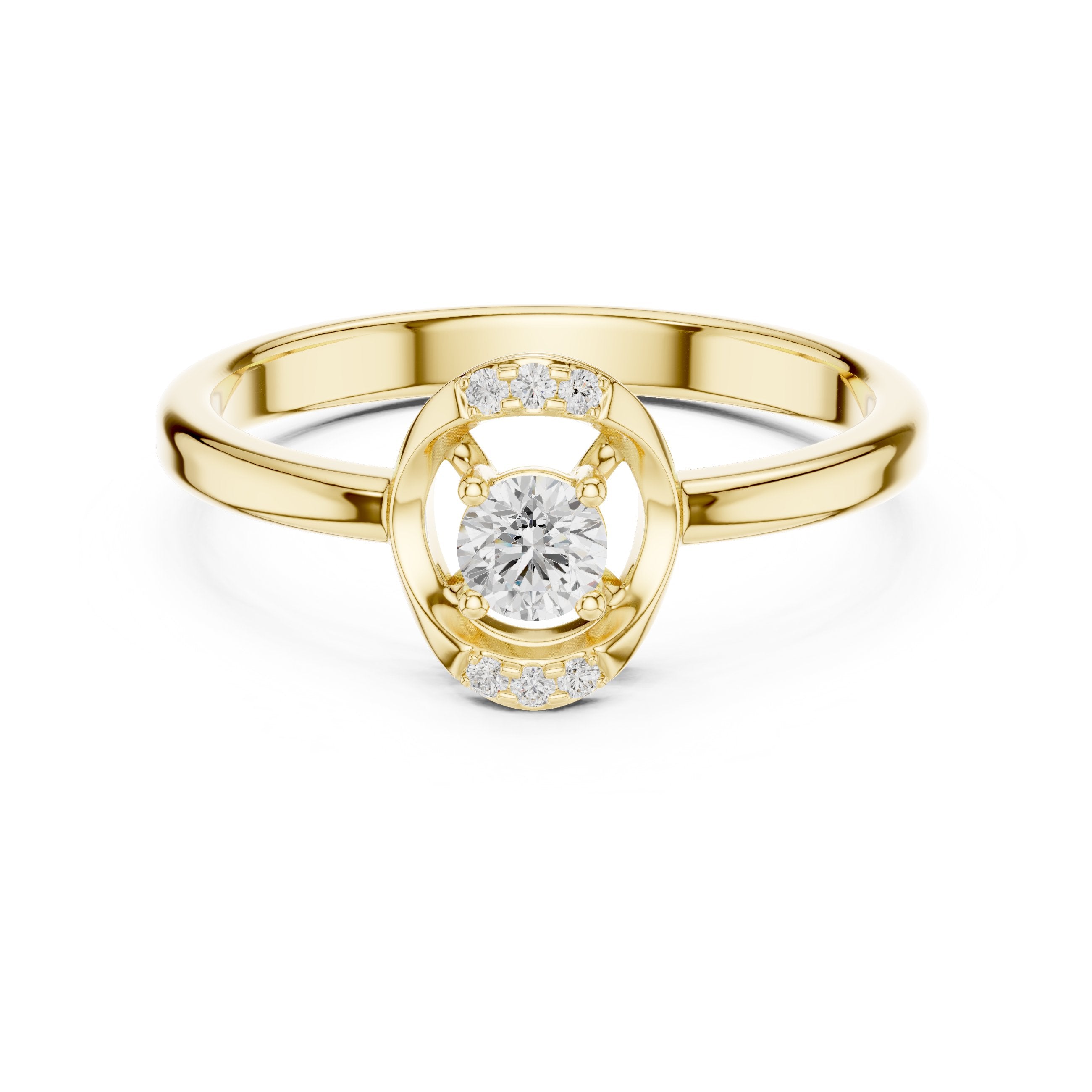 Opal Channel Set Diamond Engagement Ring in Yellow Gold - VYKA Diamonds
