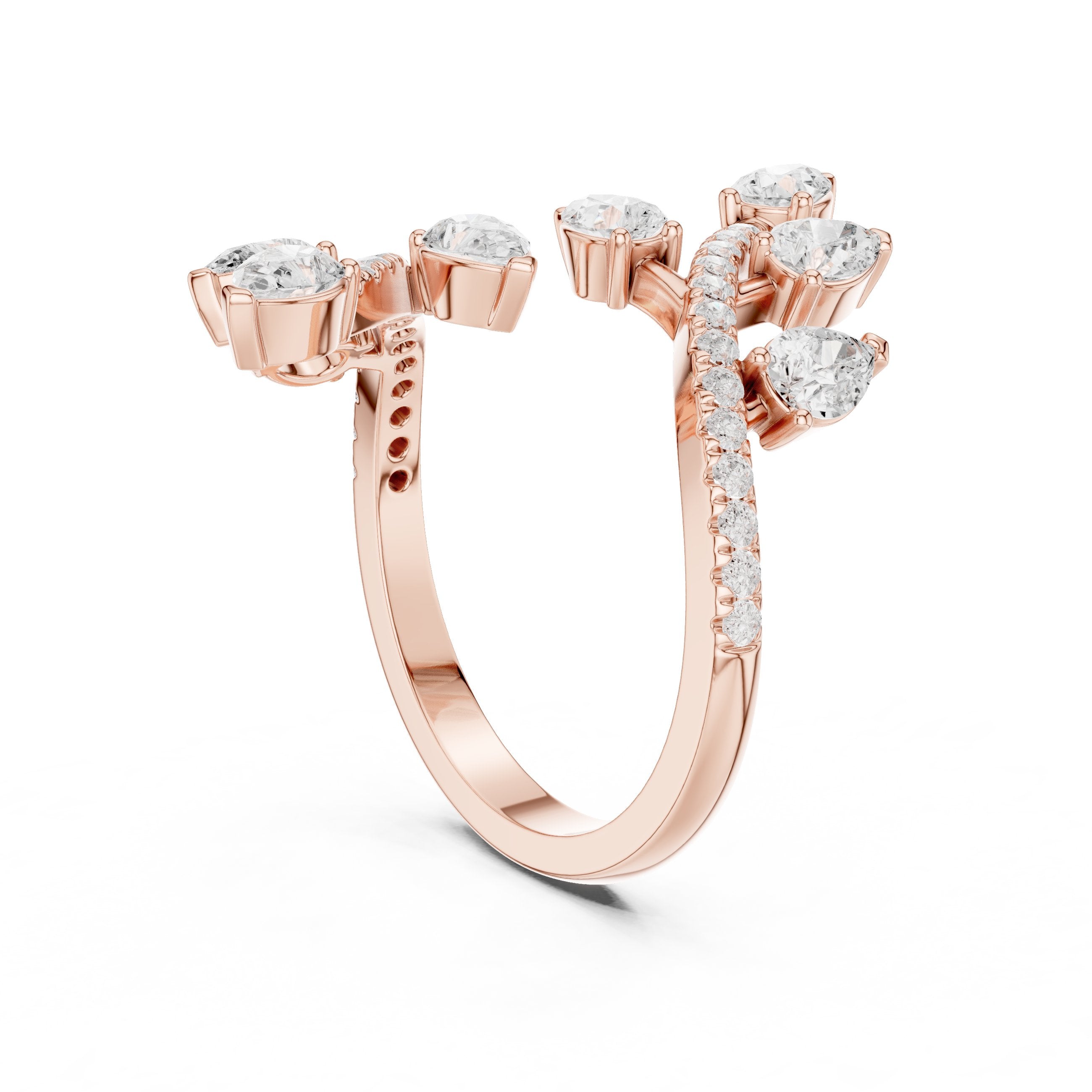 Pear Diamond Petal Wrap Constellation Engagement Ring in Rose Gold - VYKA Diamonds
