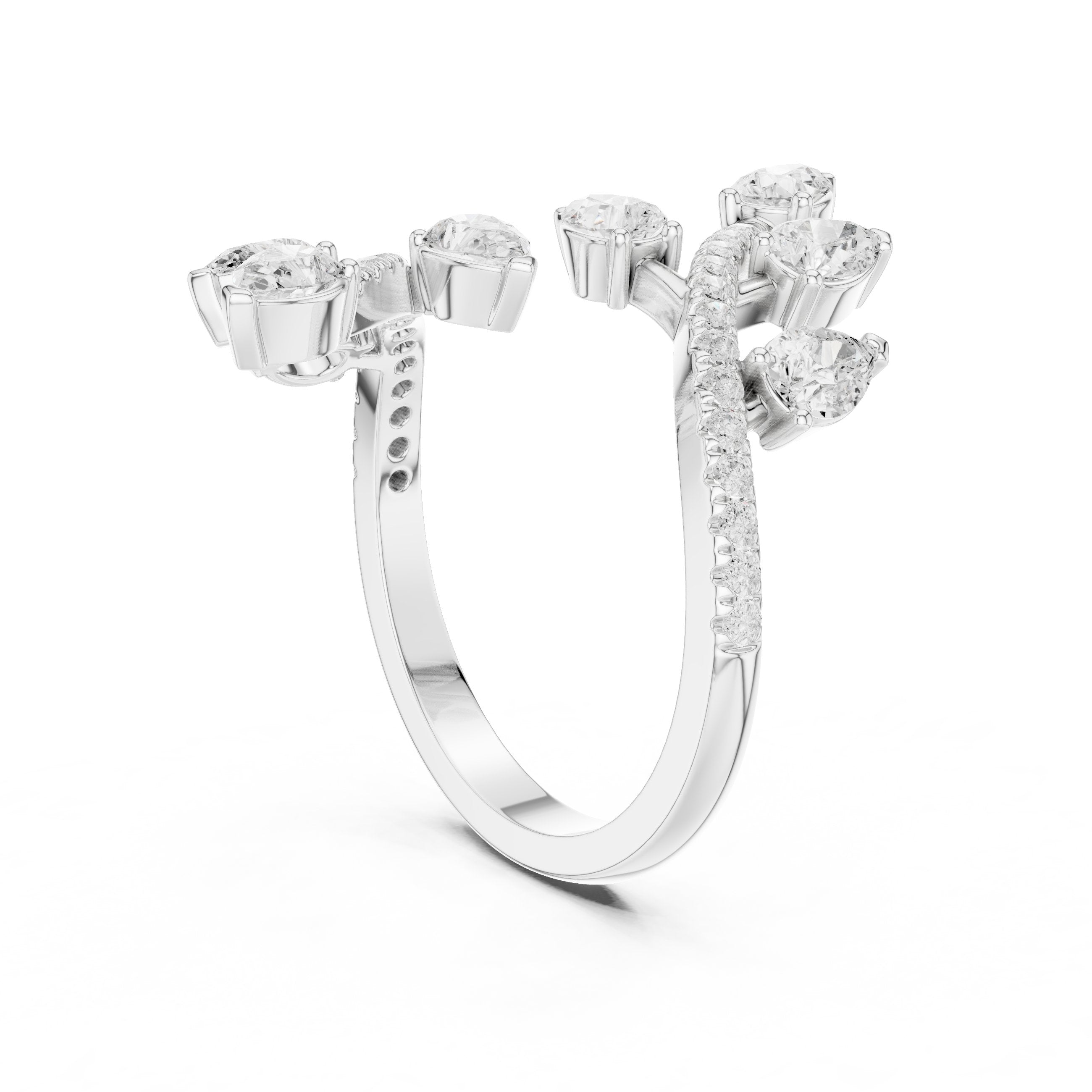 Pear Diamond Petal Wrap Constellation Engagement Ring in White Gold - VYKA Diamonds