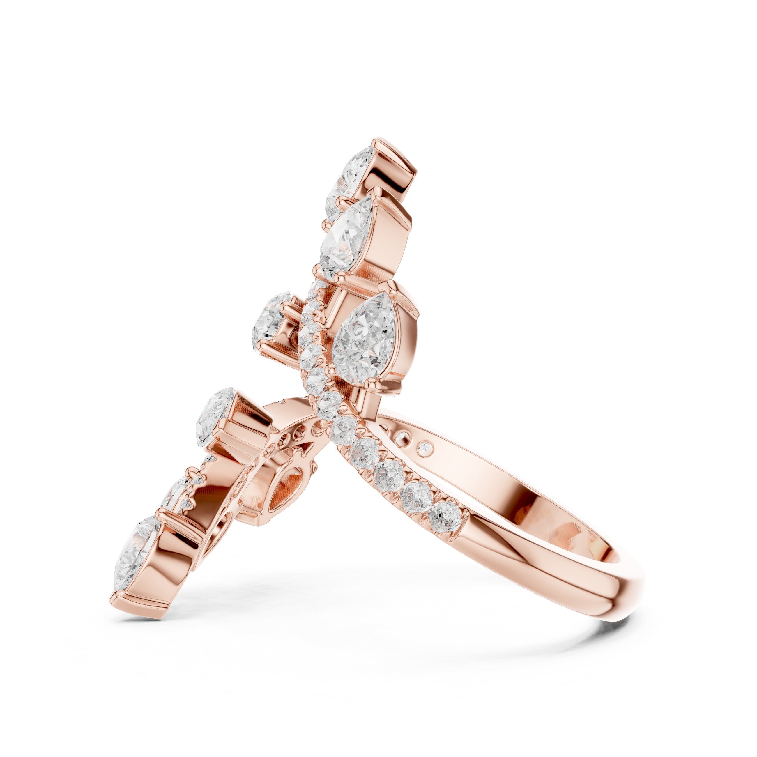 Pear Diamond Petal Wrap Constellation Engagement Ring in Rose Gold - VYKA Diamonds