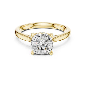 Cushion Cut Solitaire Engagement Ring with Cathedral Band