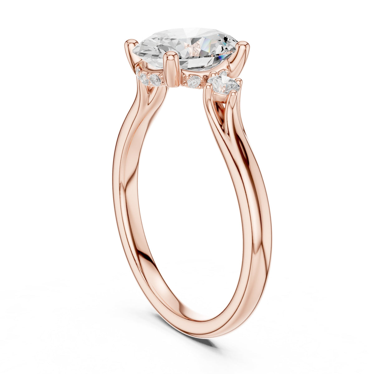 Oval Diamond Engagement Ring with Round Side Accents
