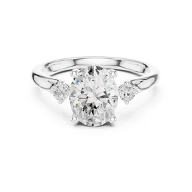 Oval Diamond Engagement Ring with Round Side Accents