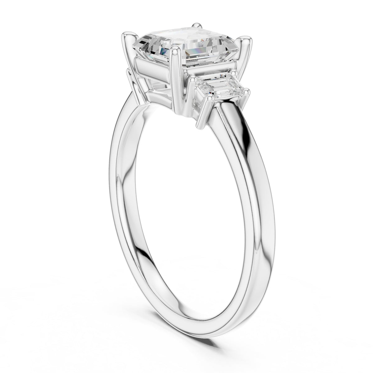 Asscher Cut Three Stone Engagement Ring