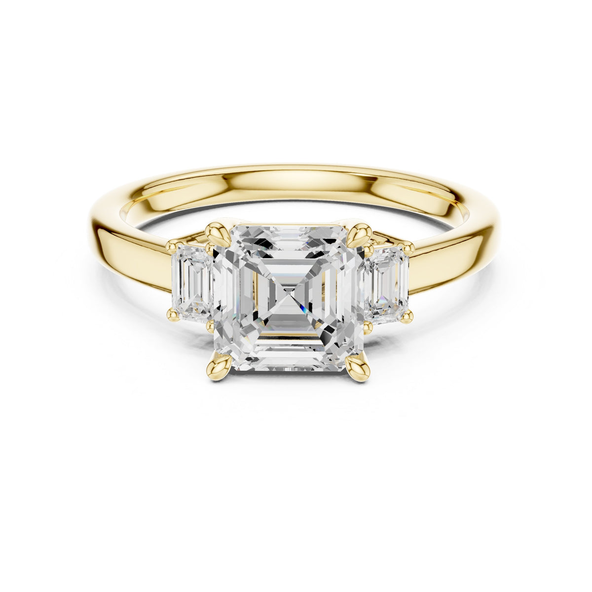 Asscher Cut Three Stone Engagement Ring