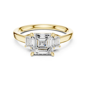 Asscher Cut Three Stone Engagement Ring