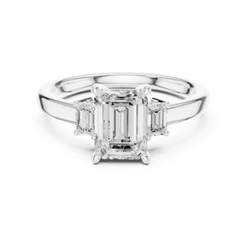 Emerald Cut Three Stone Engagement Ring