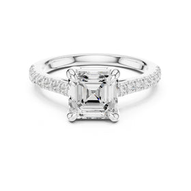 Asscher Cut Engagement Ring with Pavé Band