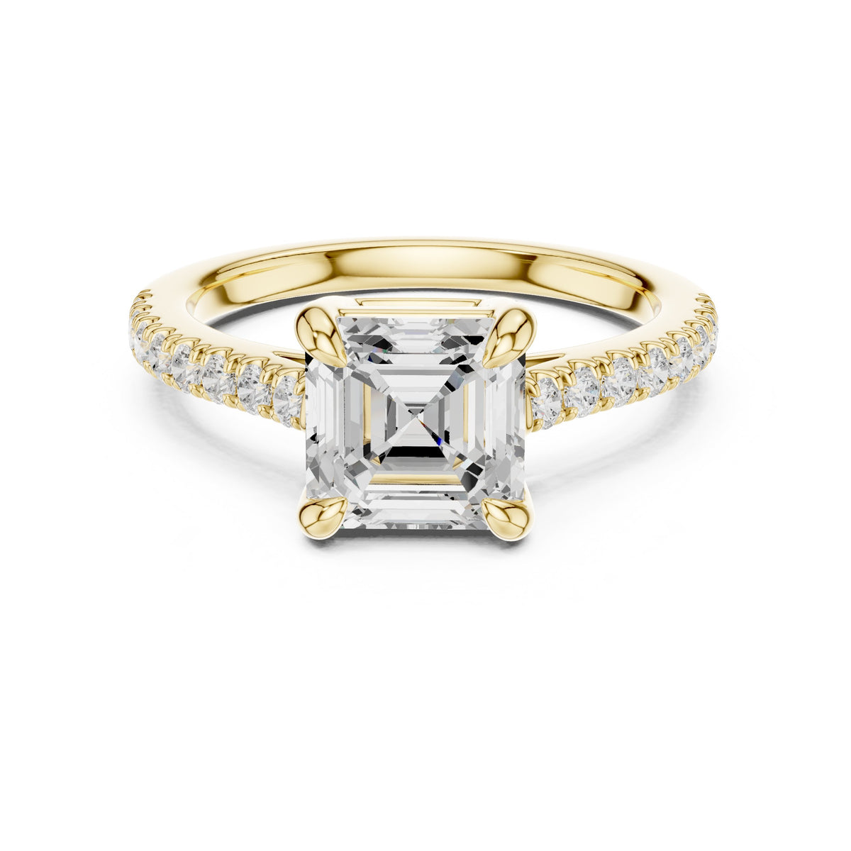 Asscher Cut Engagement Ring with Pavé Band