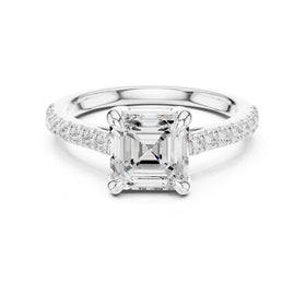 Asscher Cut Engagement Ring with Pavé Band