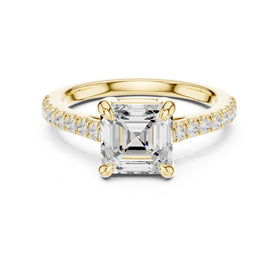 Asscher Cut Engagement Ring with Pavé Band