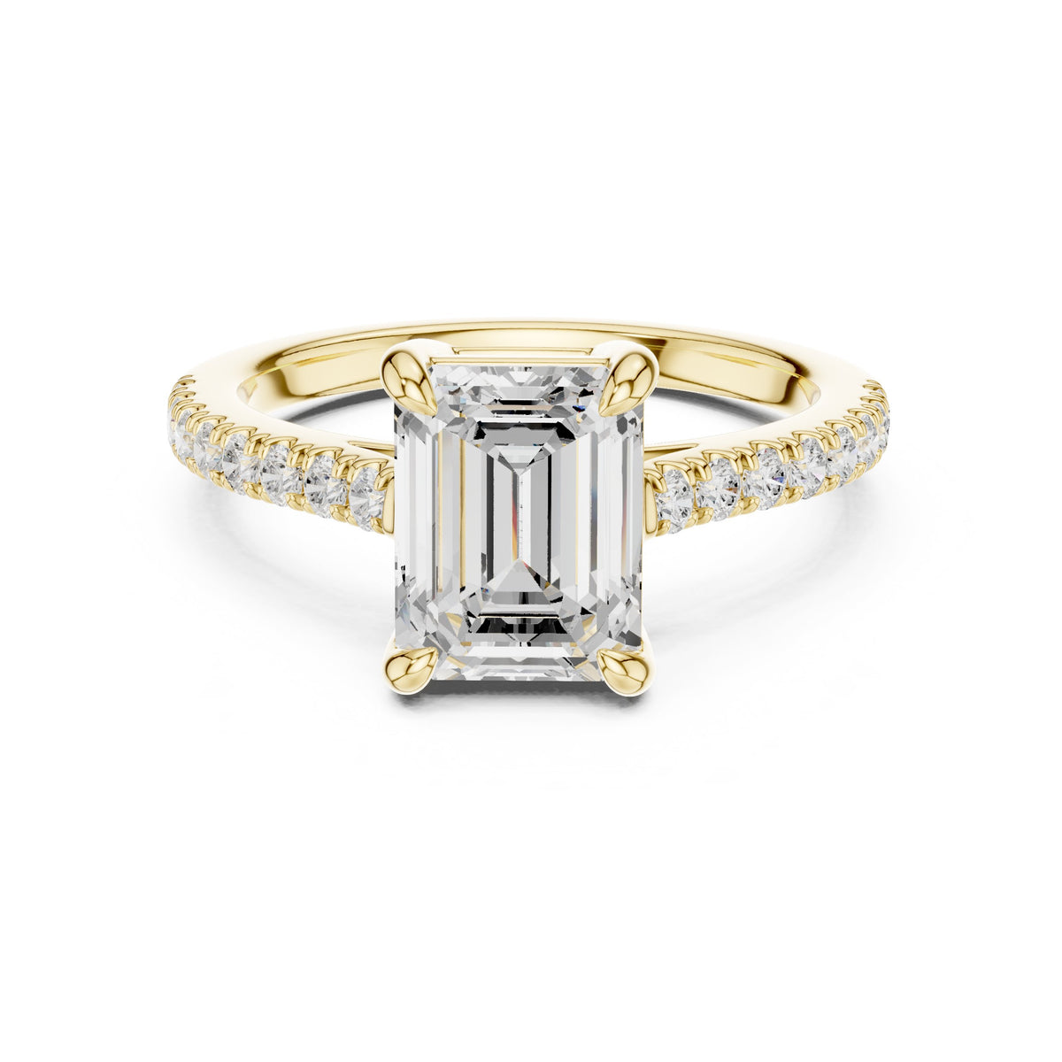 Emerald Cut Engagement Ring with Pavé Chevron Band
