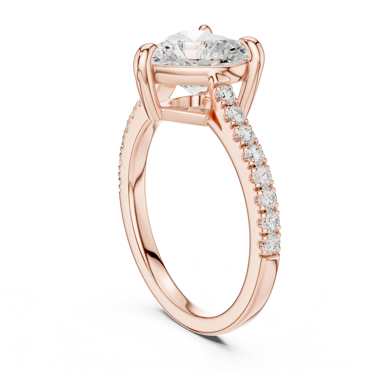 Heart Cut Engagement Ring with Pavé Band