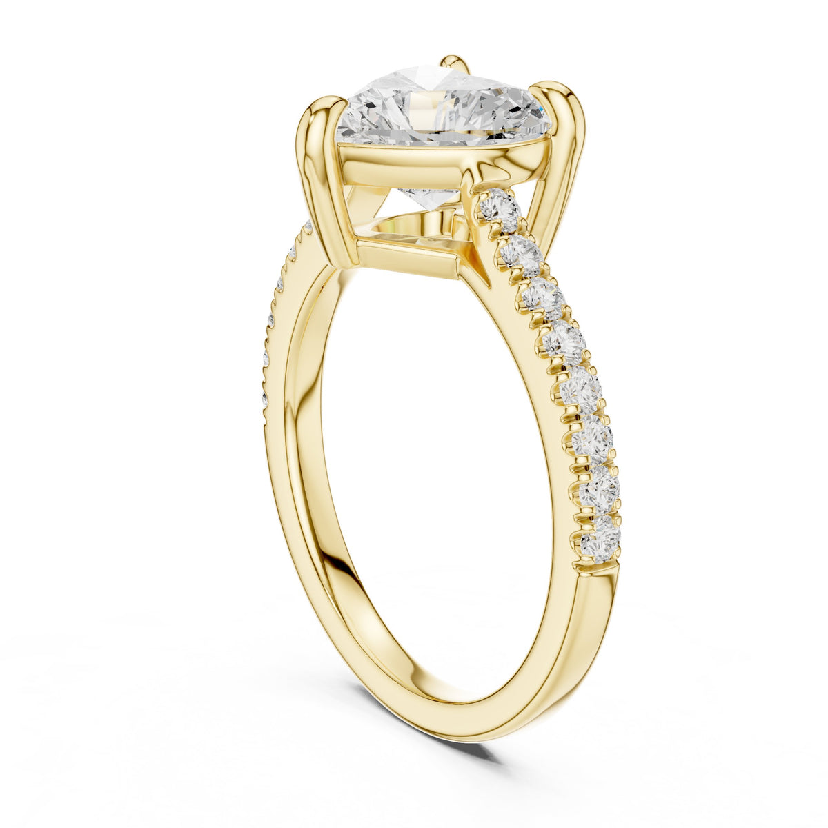 Heart Cut Engagement Ring with Pavé Band
