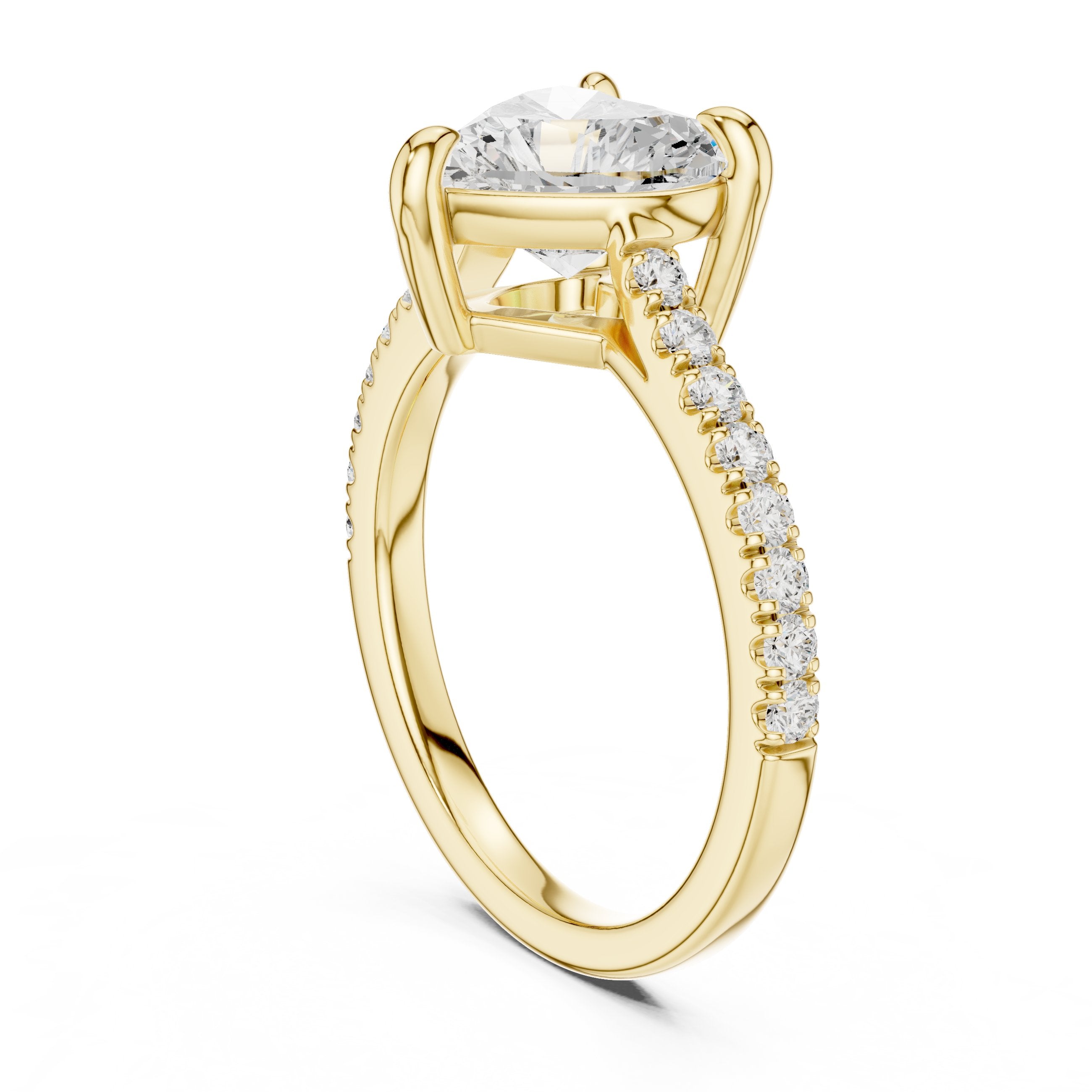 Heart Cut Engagement Ring with Pavé Band in Yellow Gold - VYKA Diamonds