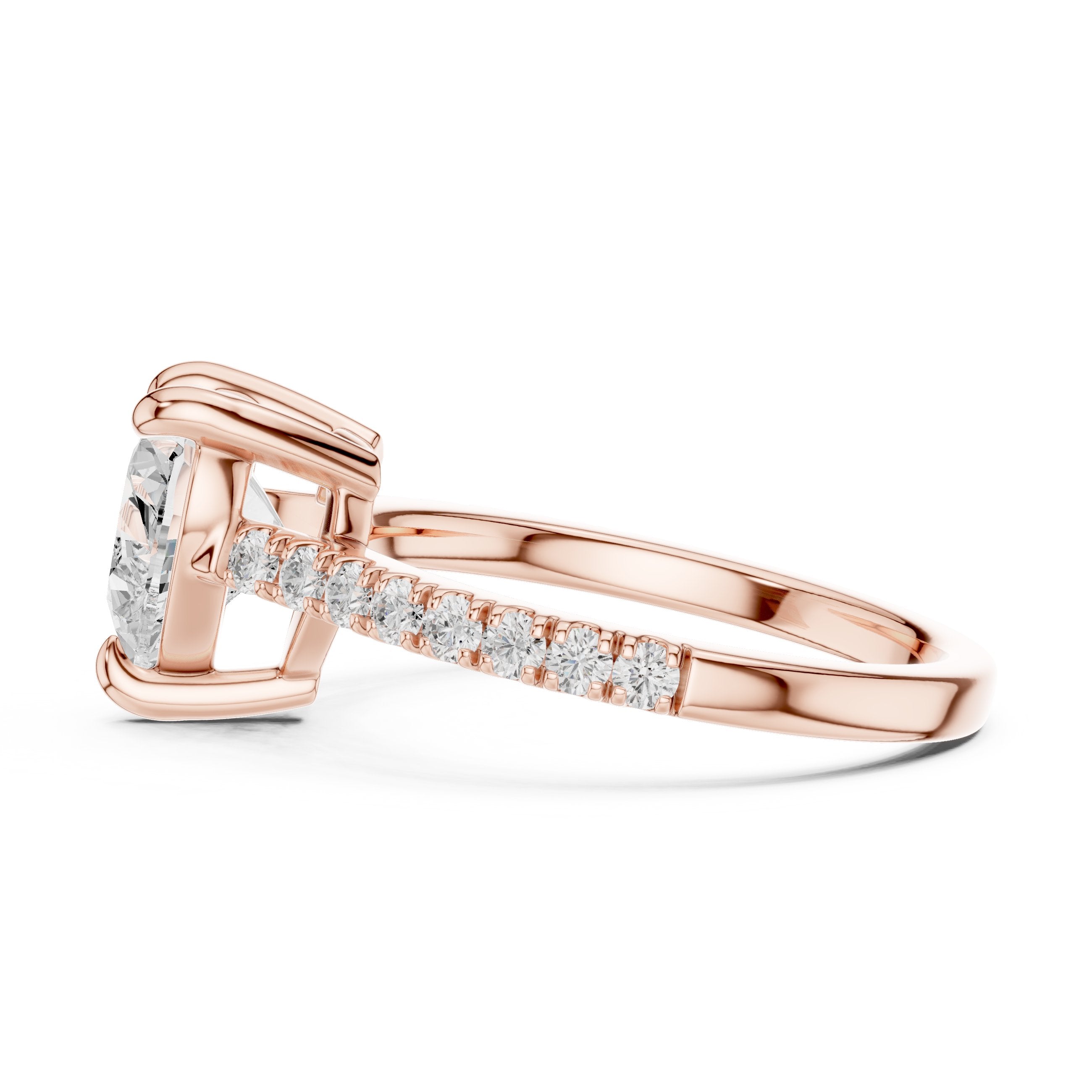 Heart Cut Engagement Ring with Pavé Band in Rose Gold - VYKA Diamonds