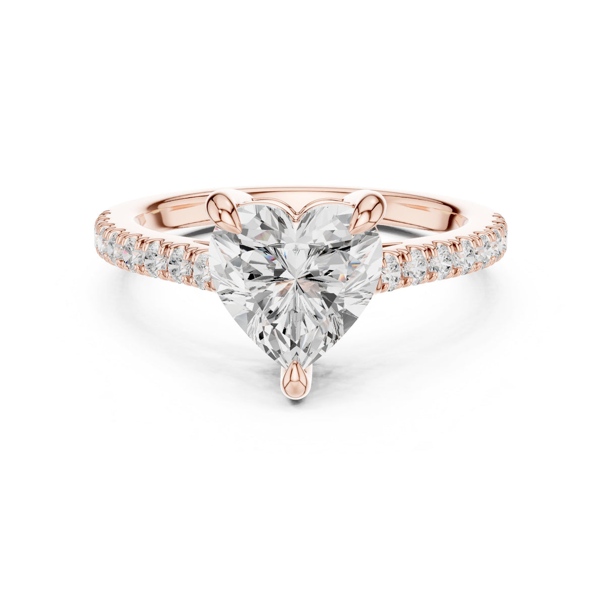 Heart Cut Engagement Ring with Pavé Band