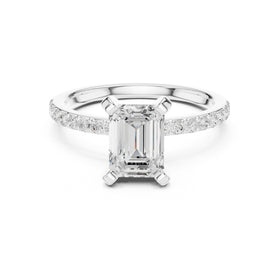 Emerald Cut Engagement Ring with Pavé Band