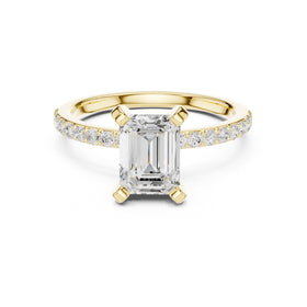 Emerald Cut Engagement Ring with Pavé Band