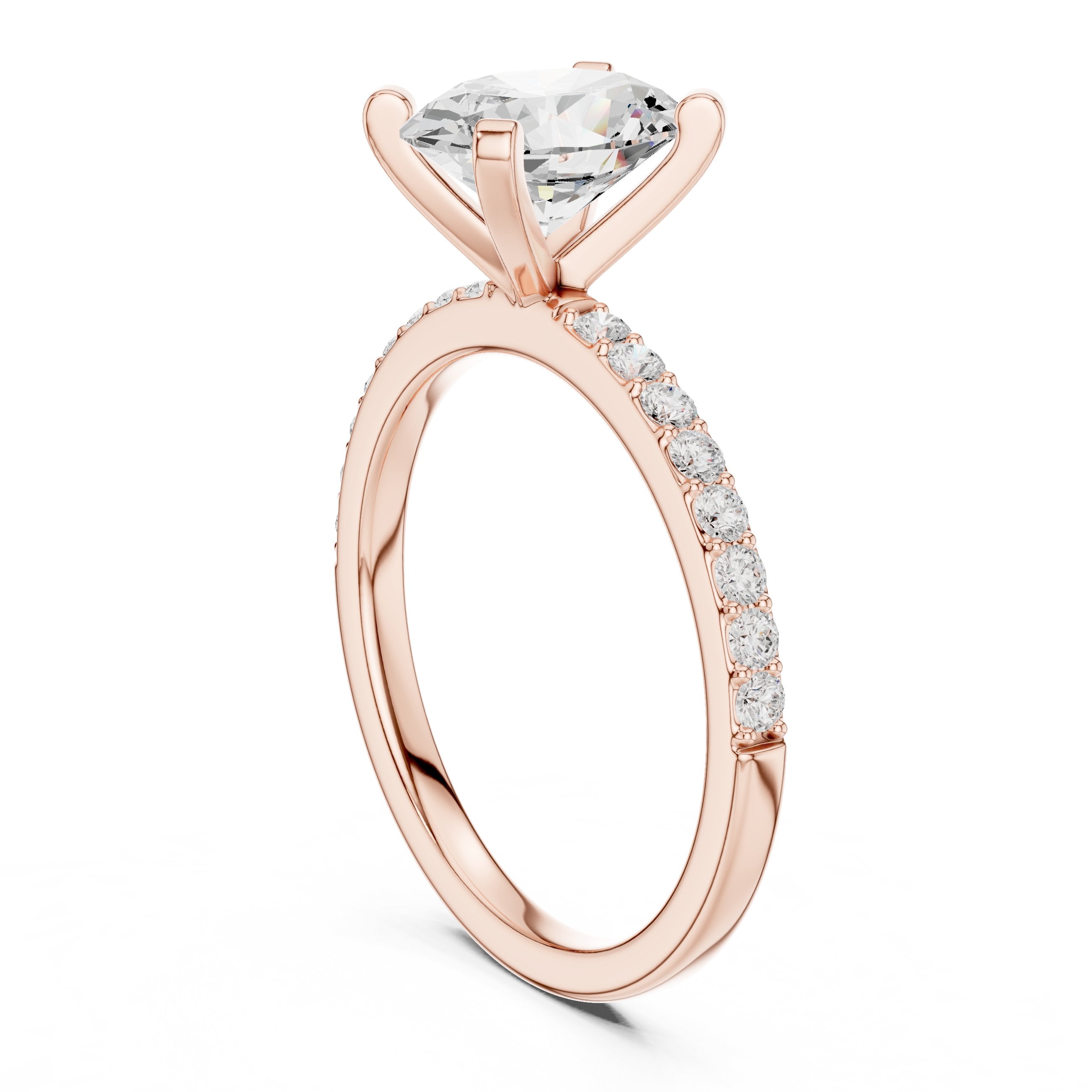 Oval Diamond Engagement Ring with Pavé Band in Rose Gold - VYKA Diamonds