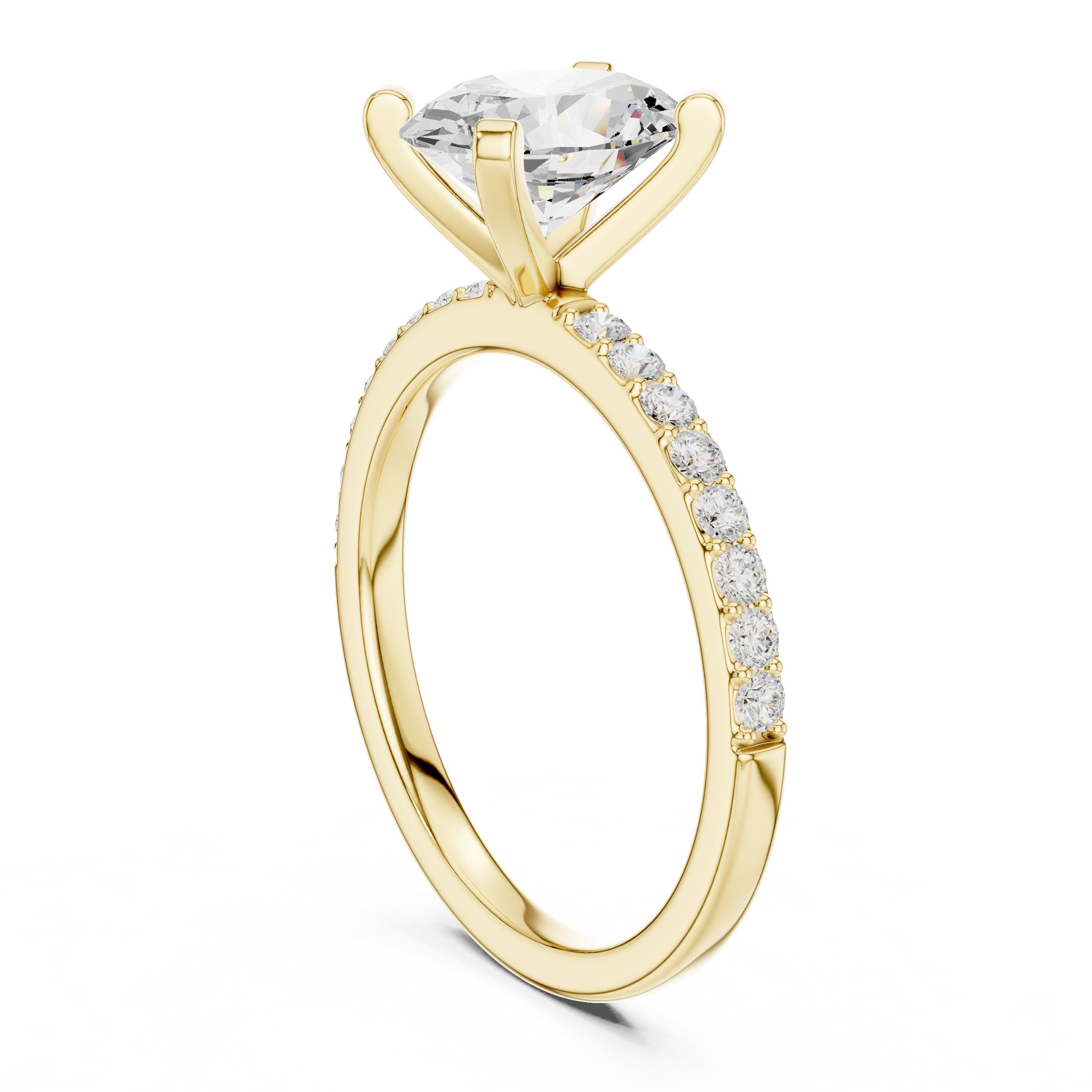 Oval Diamond Engagement Ring with Pavé Band in Yellow Gold - VYKA Diamonds