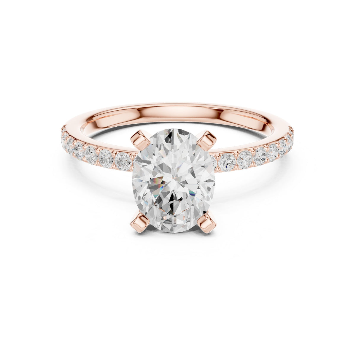 Oval Diamond Engagement Ring with Pavé Band
