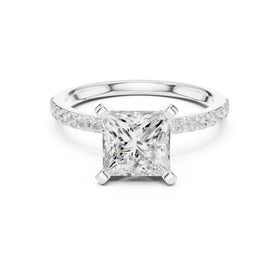 Princess Cut Engagement Ring with Pavé Band