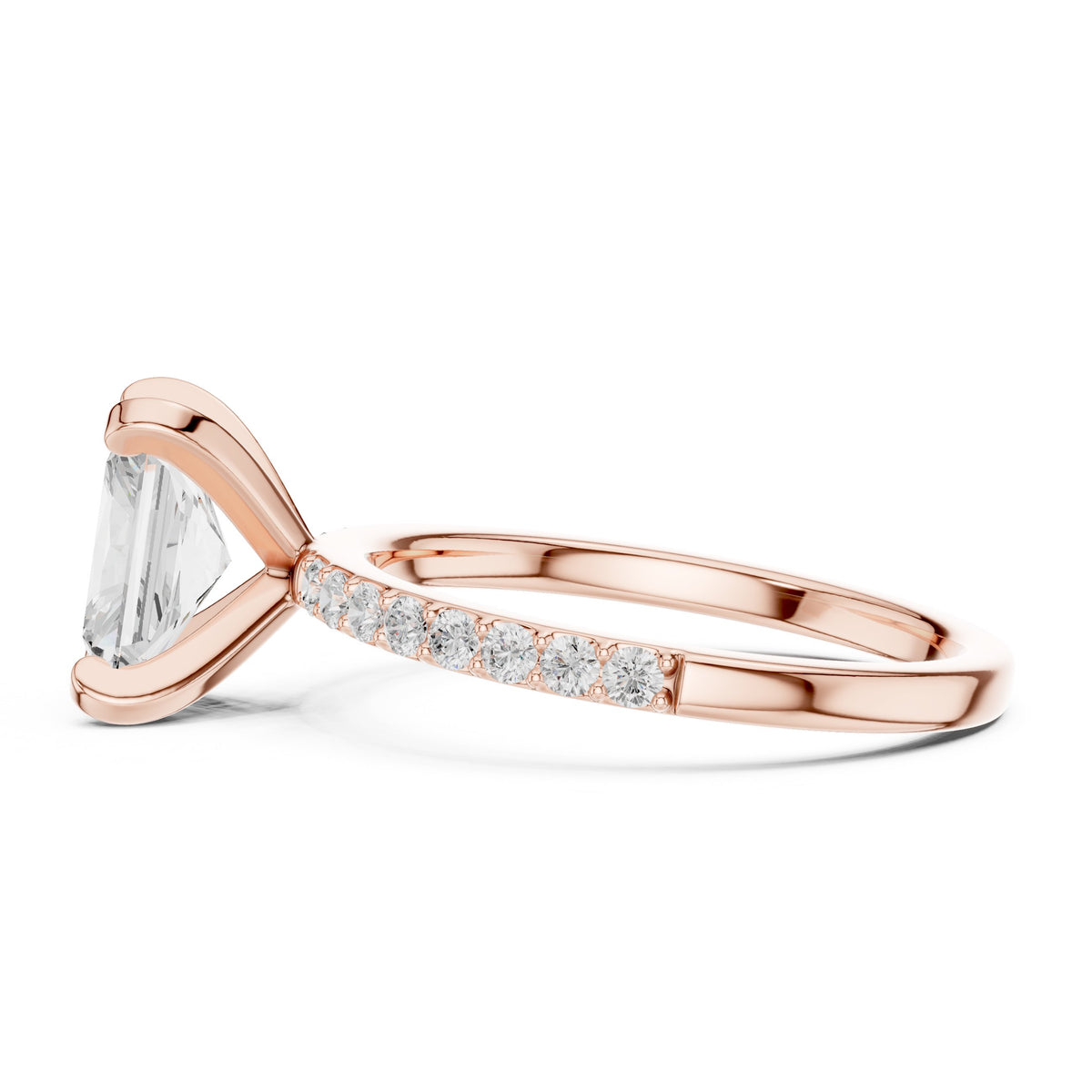 Radiant Cut Engagement Ring with Pavé Band