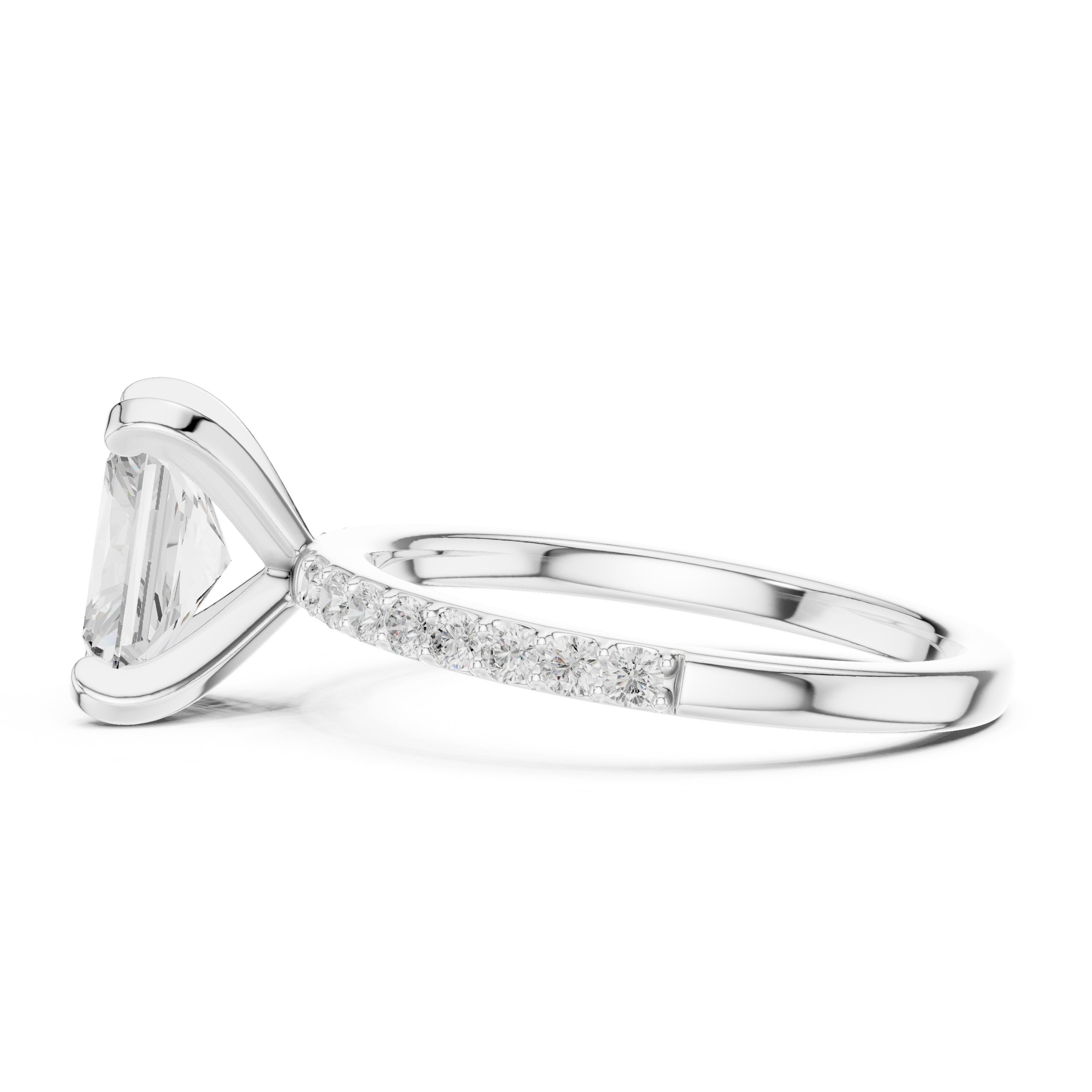 Radiant Cut Engagement Ring with Pavé Band in White Gold - VYKA Diamonds