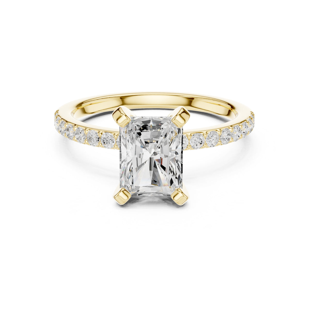 Radiant Cut Engagement Ring with Pavé Band