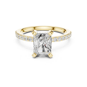 Radiant Cut Engagement Ring with Pavé Band