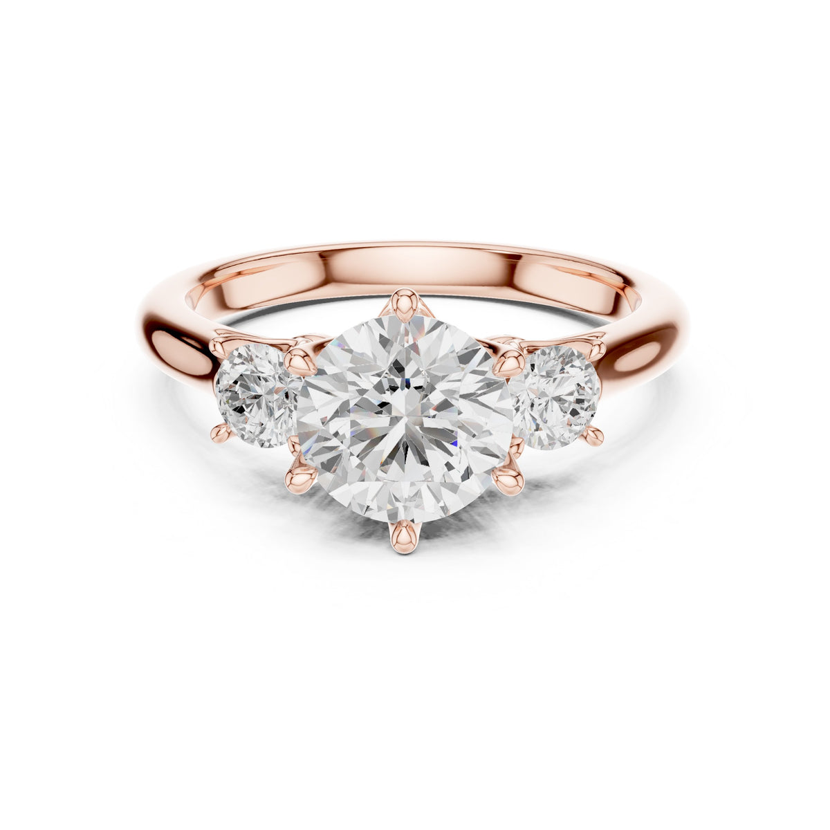 Round Diamond Three Stone Engagement Ring