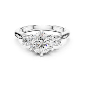 Round Diamond Three Stone Engagement Ring