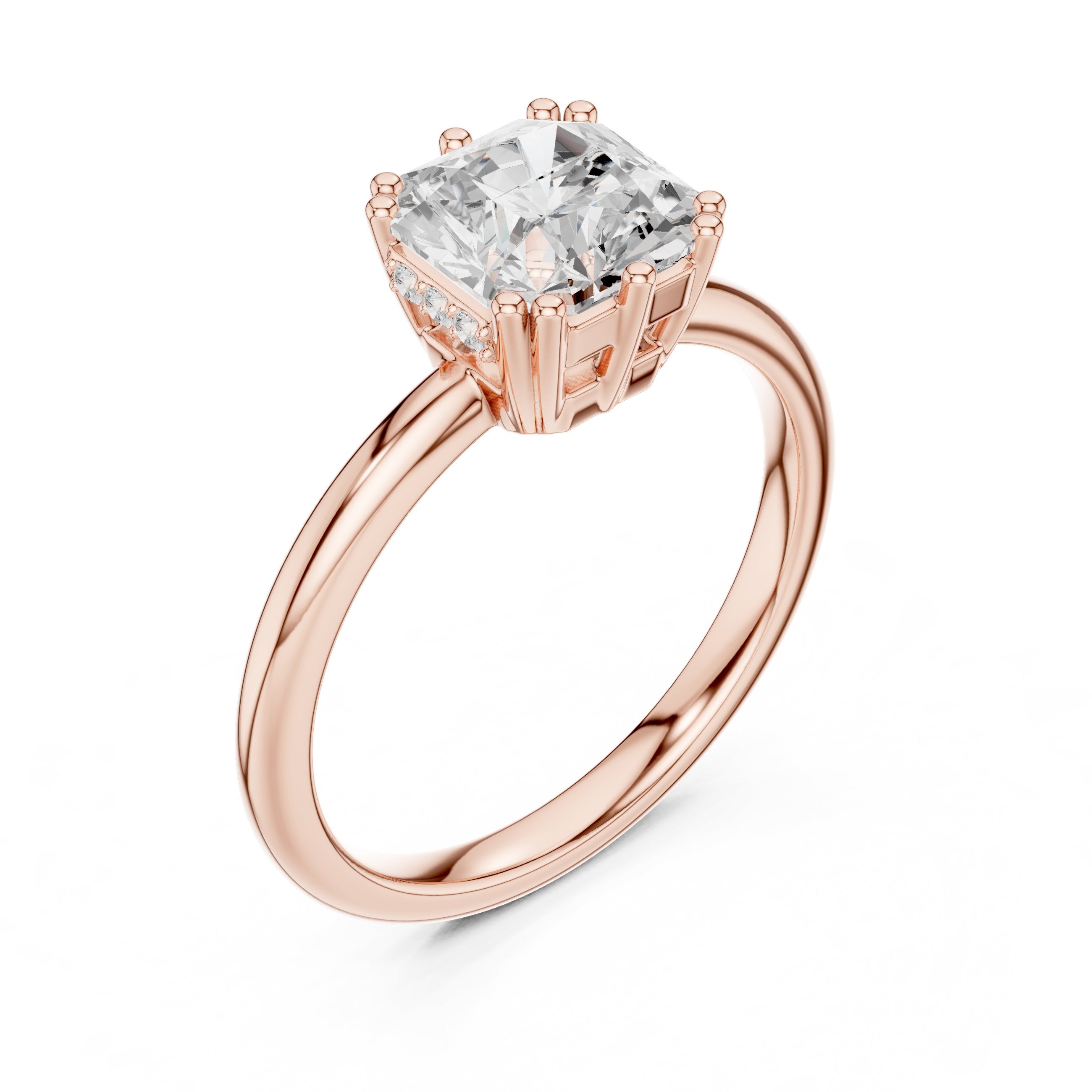 Radiant Cut Solitaire Engagement Ring in Rose Gold - VYKA Diamonds
