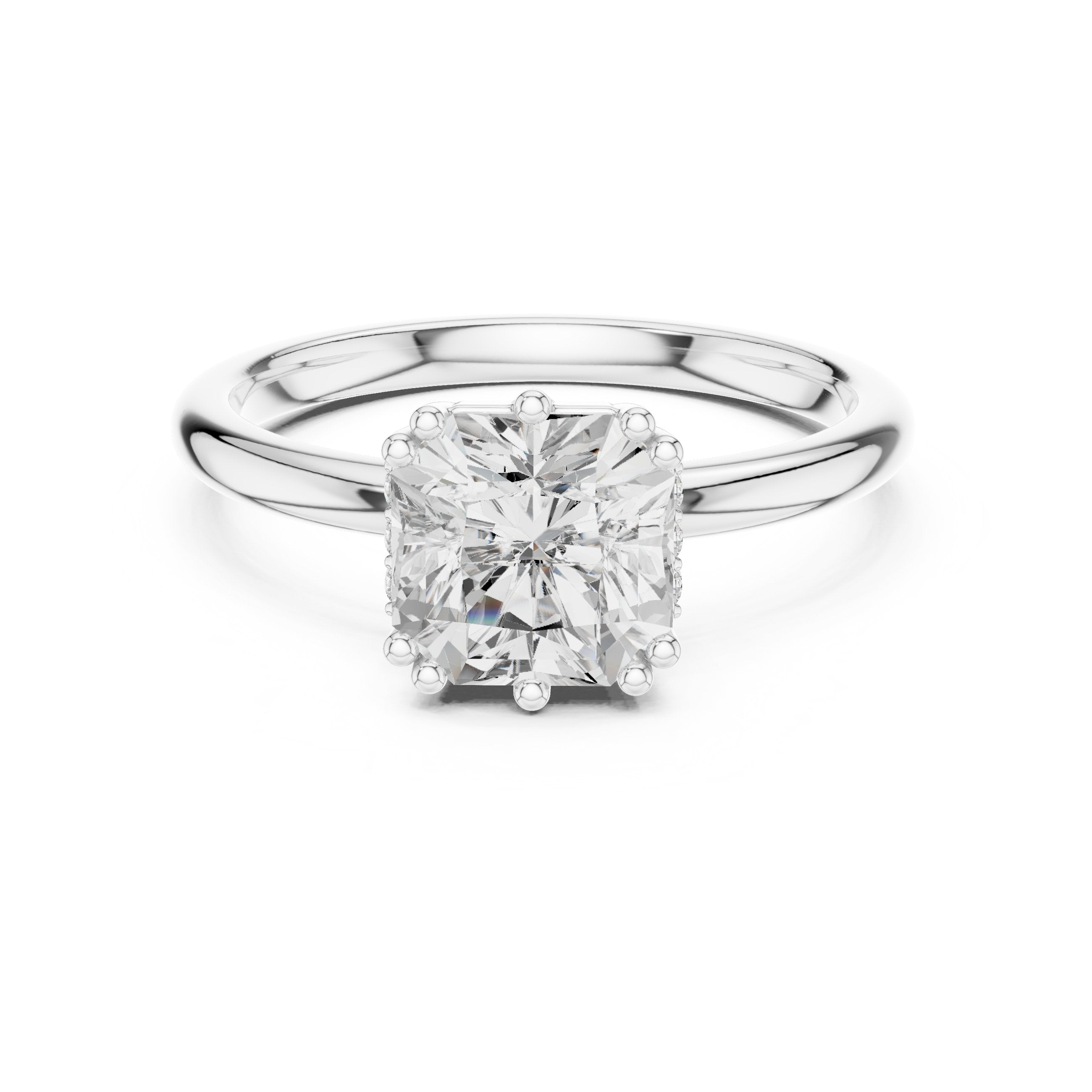 Radiant Cut Solitaire Engagement Ring in White Gold - VYKA Diamonds