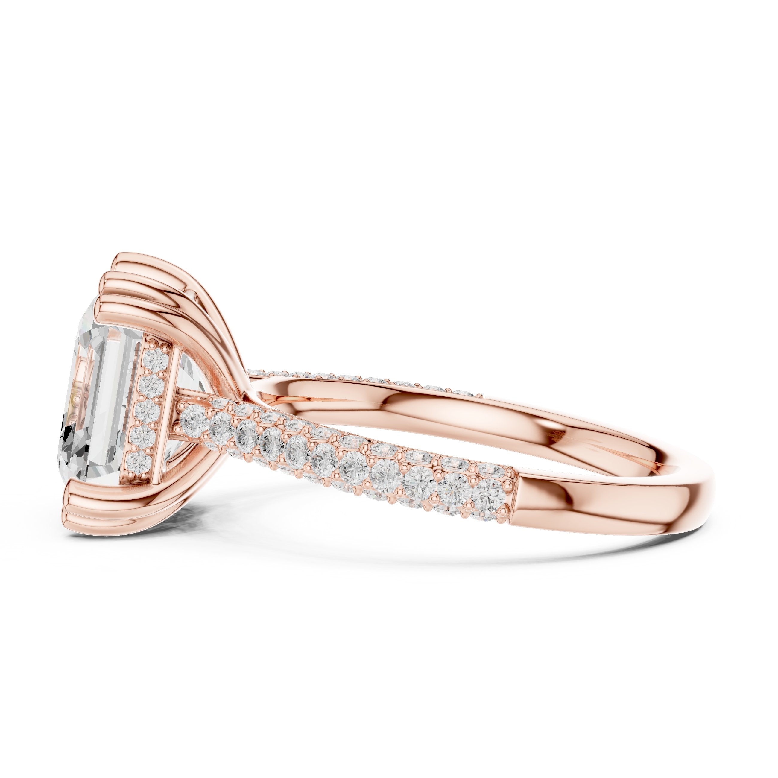 Asscher Cut Engagement Ring with Pavé Wrap Band in Rose Gold - VYKA Diamonds