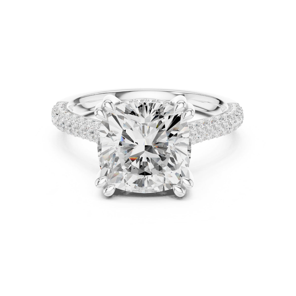 Cushion Cut Engagement Ring with Pavé Wrap Band