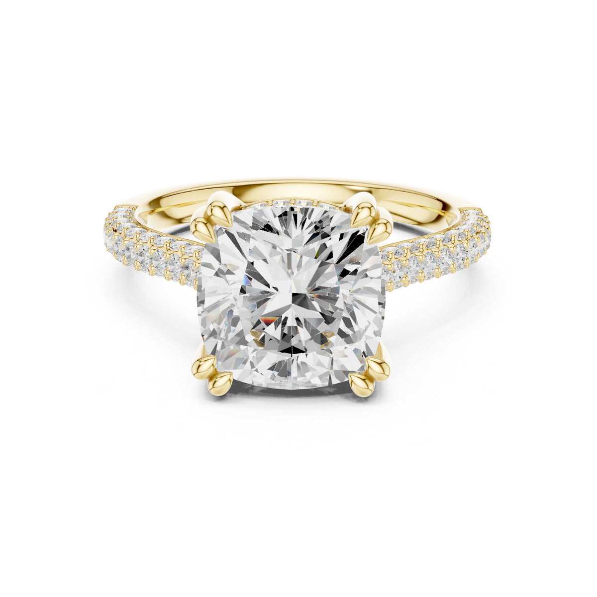 Cushion Cut Engagement Ring with Pavé Wrap Band