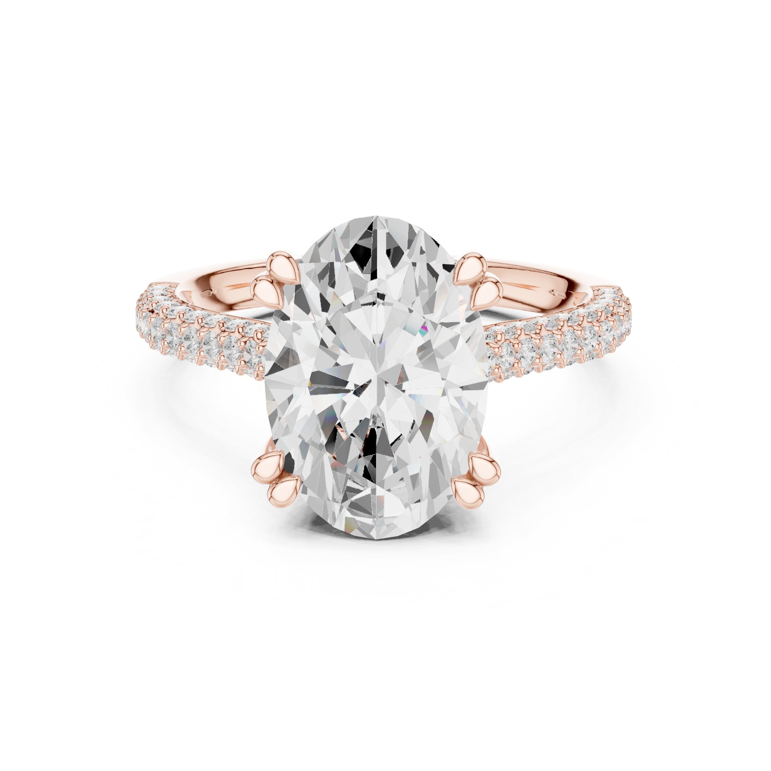Oval Diamond Engagement Ring with Pavé Wrap Band in Rose Gold - VYKA Diamonds