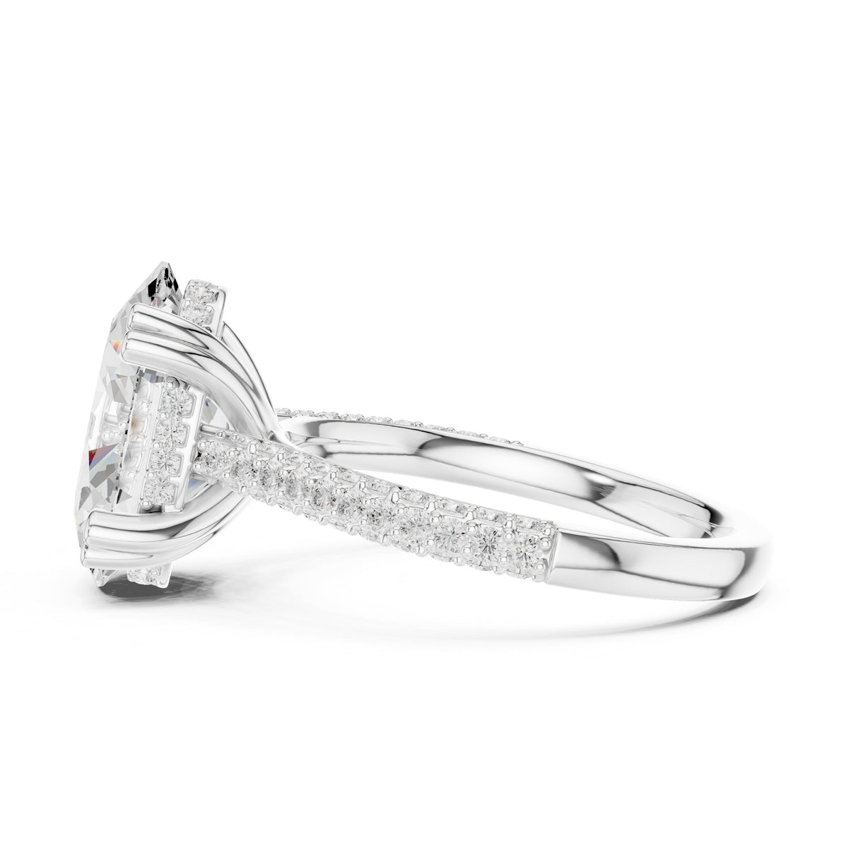 Oval Diamond Engagement Ring with Pavé Wrap Band