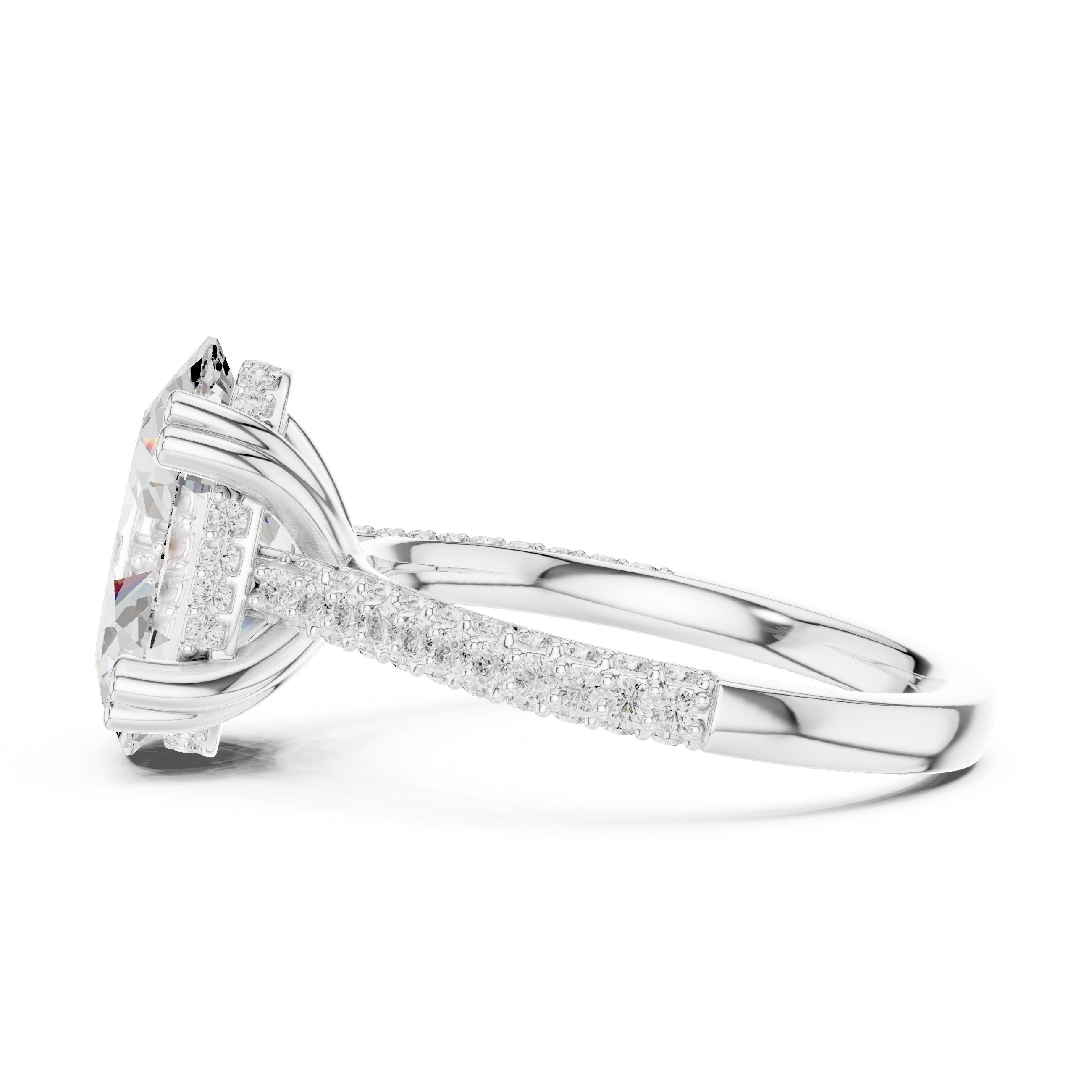 Oval Diamond Engagement Ring with Pavé Wrap Band in White Gold - VYKA Diamonds