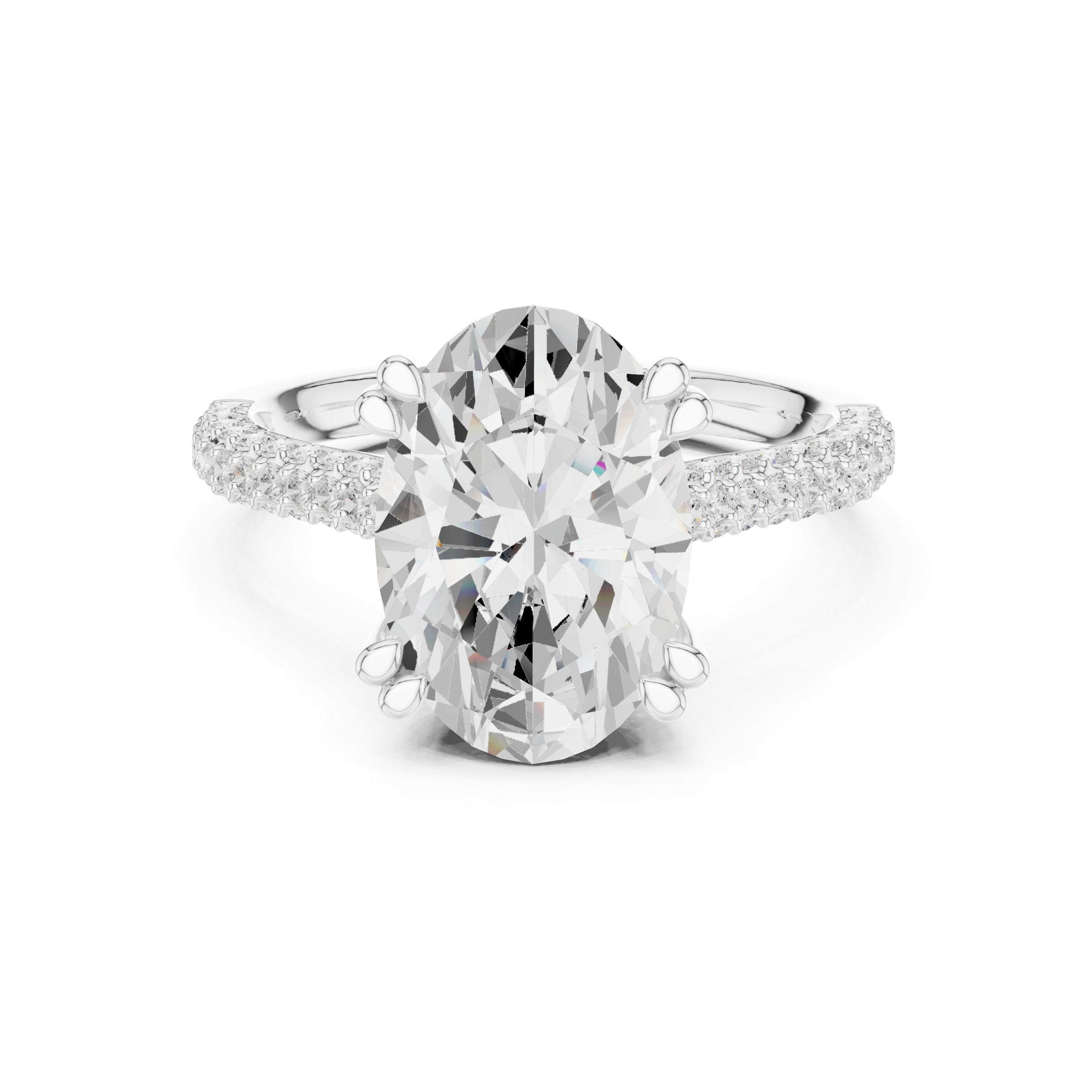 Oval Diamond Engagement Ring with Pavé Wrap Band in White Gold - VYKA Diamonds