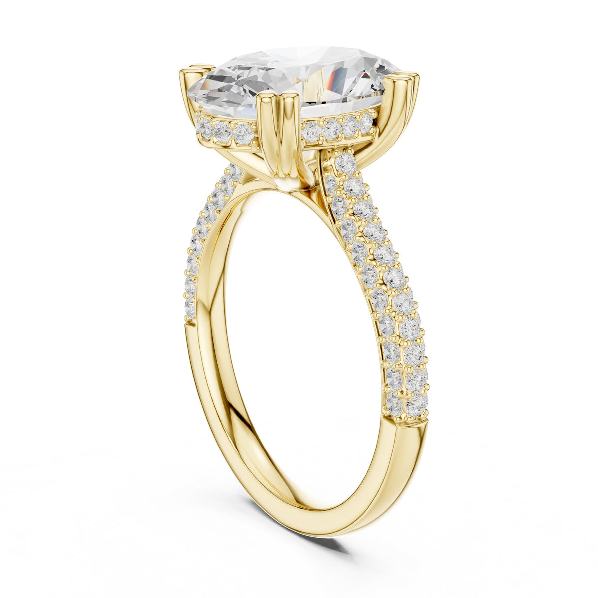 Oval Diamond Engagement Ring with Pavé Wrap Band