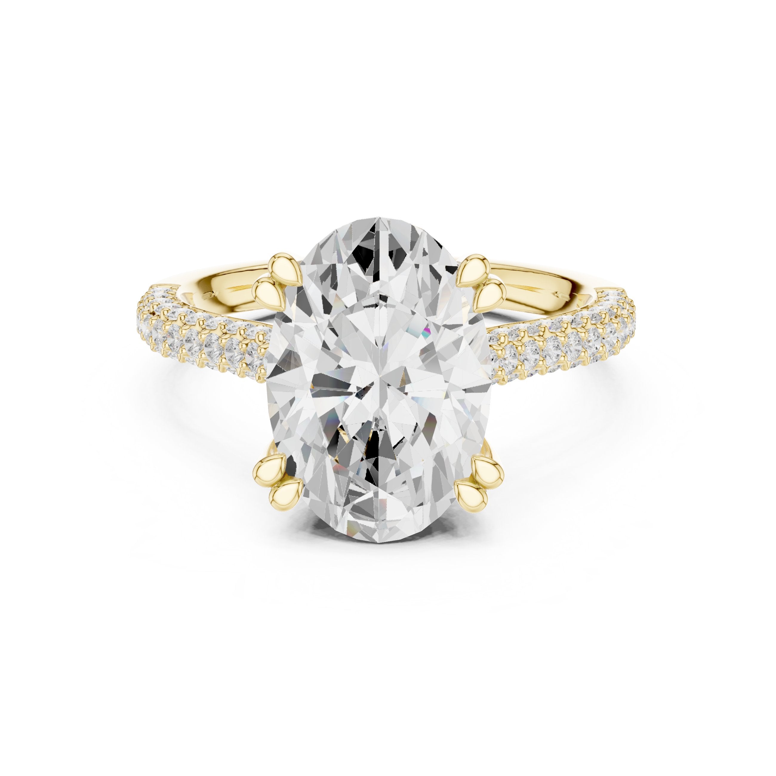 Oval Diamond Engagement Ring with Pavé Wrap Band in Yellow Gold - VYKA Diamonds