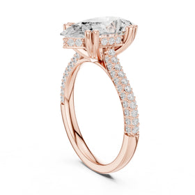 Pear Diamond Engagement Ring with Pavé Band