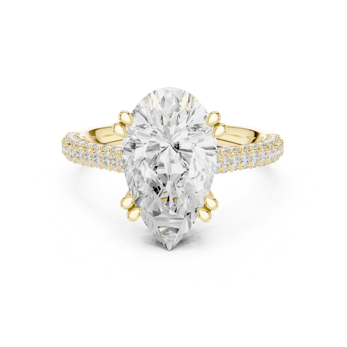 Pear Diamond Engagement Ring with Pavé Band