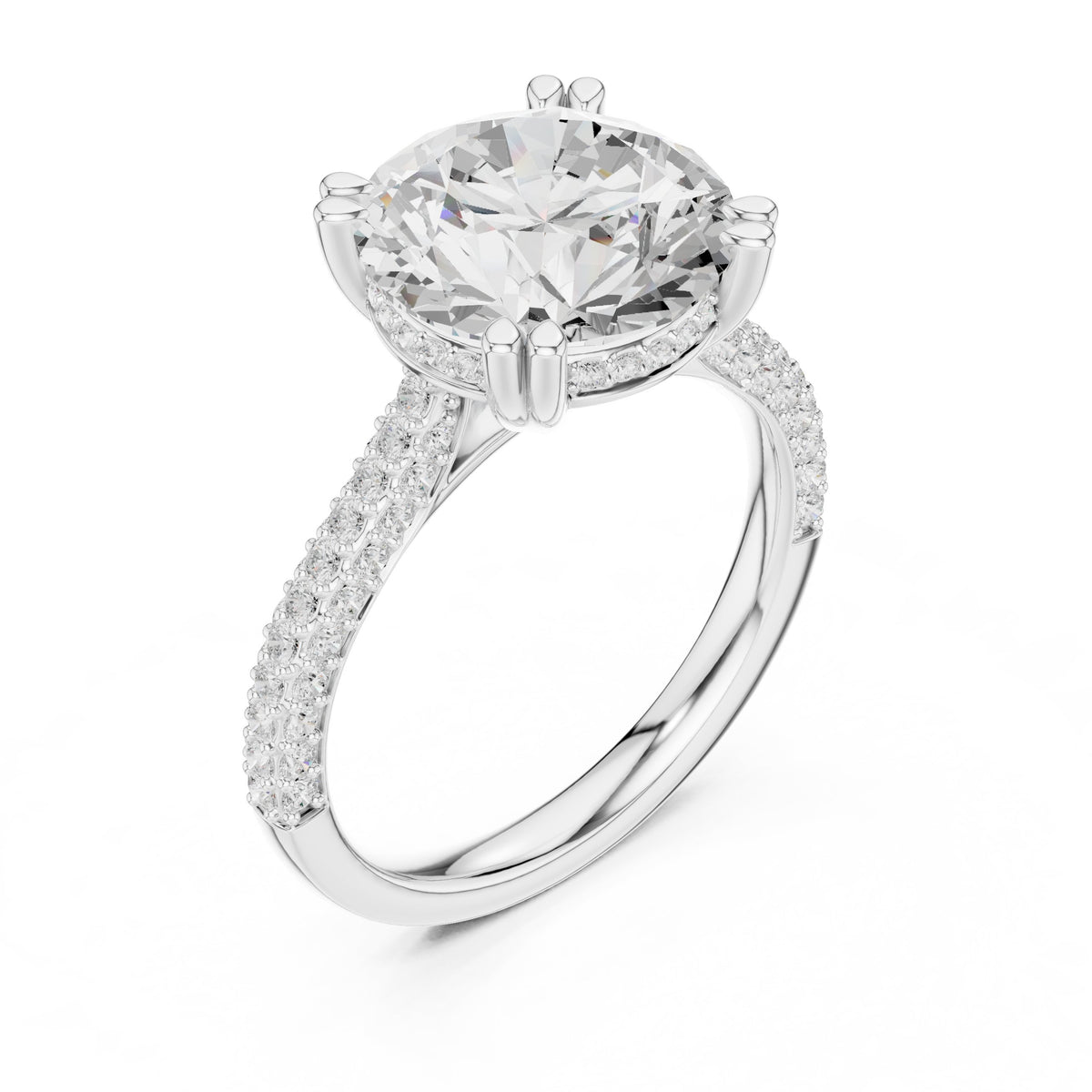 Round Diamond Engagement Ring with Pavé Wrap Band