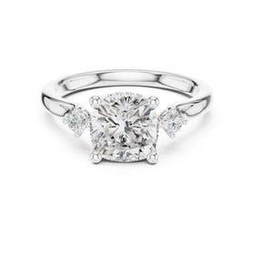 Cushion Cut Engagement Ring with Round Side Accents
