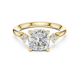Cushion Cut Engagement Ring with Round Side Accents